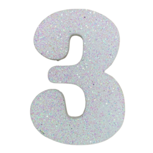 NÚMERO GRANDE LISO TELGOPOR BLANCO 3 (9,5cm x3) FyM