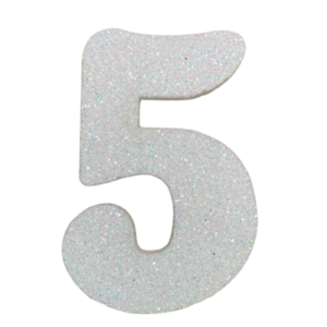 NÚMERO GRANDE LISO TELGOPOR BLANCO 5 (9,5cm x3) FyM