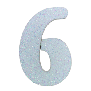 NÚMERO GRANDE LISO TELGOPOR BLANCO 6 (9,5cm x3) FyM