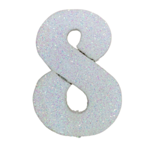 NÚMERO GRANDE LISO TELGOPOR BLANCO 8 (9,5cm x3) FyM