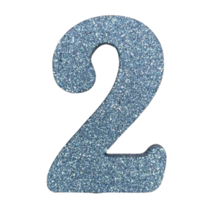 NÚMERO GRANDE LISO TELGOPOR PLATEADO 2 (9,5cm x3) FyM