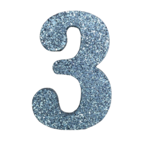 NÚMERO GRANDE LISO TELGOPOR PLATEADO 3 (9,5cm x3) FyM