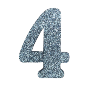 NÚMERO GRANDE LISO TELGOPOR PLATEADO 4 (9,5cm x3) FyM