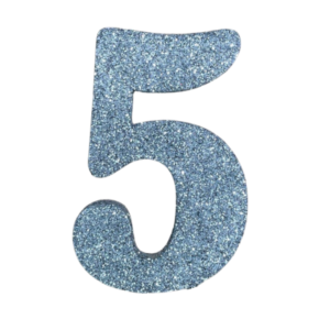 NÚMERO GRANDE LISO TELGOPOR PLATEADO 5 (9,5cm x3) FyM
