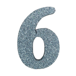 NÚMERO GRANDE LISO TELGOPOR PLATEADO 6 (9,5cm x3) FyM