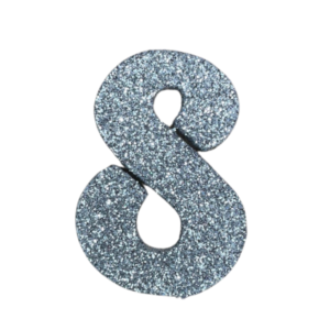 NÚMERO GRANDE LISO TELGOPOR PLATEADO 8 (9,5cm x3) FyM