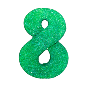 NÚMERO GRANDE LISO TELGOPOR VERDE MANZANA 8 (9,5cm x3) FyM