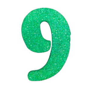 NÚMERO GRANDE LISO TELGOPOR VERDE MANZANA 9 (9,5cm x3) FyM