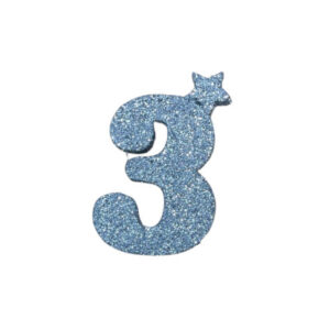 NUMERO MEDIO TELGOPOR LISO PLATEADO 3 (6cm x5) FyM