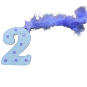 NUMERO MEDIO PLUMA TELGOPOR BLANCO LUNAR LILA 2 (6cm x5) FyM