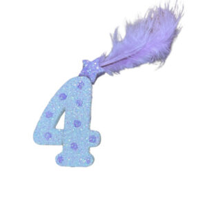 NUMERO MEDIO PLUMA TELGOPOR BLANCO LUNAR LILA 4 (6cm x5) FyM