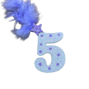 NUMERO MEDIO PLUMA TELGOPOR BLANCO LUNAR LILA 5 (6cm x5) FyM