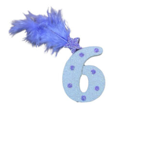 NUMERO MEDIO PLUMA TELGOPOR BLANCO LUNAR LILA 6 (6cm x5) FyM