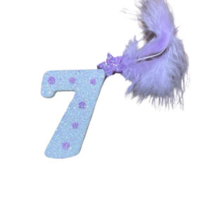 NUMERO MEDIO PLUMA TELGOPOR BLANCO LUNAR LILA 7 (6cm x5) FyM