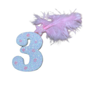 NUMERO MEDIO PLUMA TELGOPOR BLANCO LUNAR ROSA 3 (6cm x5)