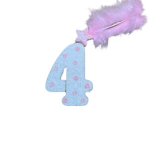 NUMERO MEDIO PLUMA TELGOPOR BLANCO LUNAR ROSA 4 (6cm x5)