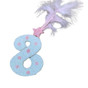 NUMERO MEDIO PLUMA TELGOPOR BLANCO LUNAR ROSA 8 (6cm x5)