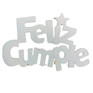 PINCHE FELIZ CUMPLE FINITO GOMAEVA GRANDE BLANCO (8cm x5) FyM