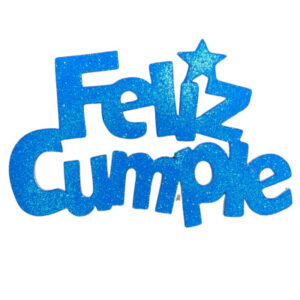 PINCHE FELIZ CUMPLE FINITO GOMAEVA GRANDE CELESTE (8cm x5) FyM