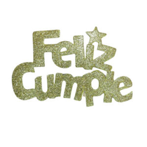 PINCHE FELIZ CUMPLE FINITO GOMAEVA GRANDE DORADO (8cm x5) FyM