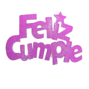 PINCHE FELIZ CUMPLE FINITO GOMAEVA GRANDE FUCSIA (8cm x5) FyM