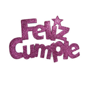 PINCHE FELIZ CUMPLE FINITO GOMAEVA GRANDE FUCSIA GUINDA (8cm x5) FyM