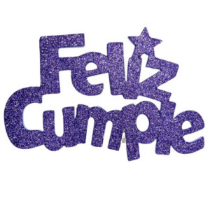 PINCHE FELIZ CUMPLE FINITO GOMAEVA GRANDE LILA (8cm x5) FyM