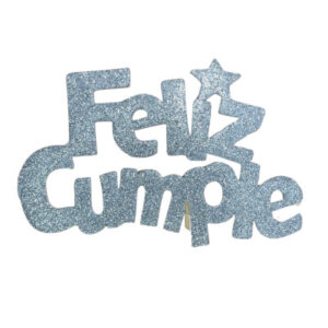PINCHE FELIZ CUMPLE FINITO GOMAEVA GRANDE PLATEADO (8cm x5) FyM