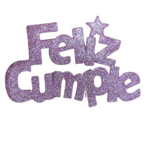 PINCHE FELIZ CUMPLE FINITO GOMAEVA GRANDE ROSA GOLD (8cm x5) FyM