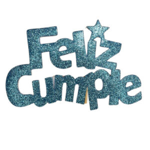 PINCHE FELIZ CUMPLE FINITO GOMAEVA GRANDE TURQUESA (8cm x5) FyM