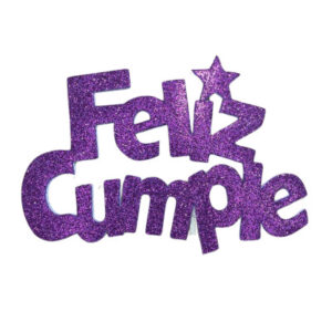 PINCHE FELIZ CUMPLE FINITO GOMAEVA GRANDE VIOLETA (8cm x5) FyM