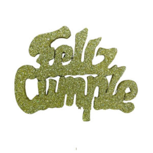 PINCHE FELIZ CUMPLE GRANDE TELGOPOR DORADO (10cm x3)