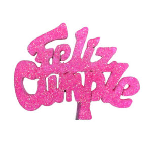 PINCHE FELIZ CUMPLE GRANDE TELGOPOR FUCSIA (10cm x3)