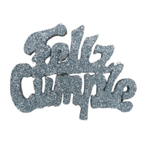 PINCHE FELIZ CUMPLE GRANDE TELGOPOR PLATEADO (10cm x3)