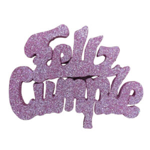 PINCHE FELIZ CUMPLE GRANDE TELGOPOR ROSA GOLD (10cm x3)