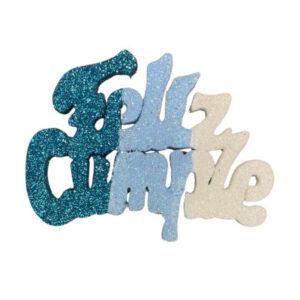 PINCHE FELIZ CUMPLE GRANDE TELGOPOR TRICOLOR TURQUESA CELESTE Y BLANCO (10cm x3)