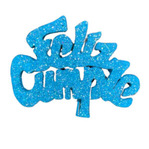PINCHE FELIZ CUMPLE MINI TELGOPOR CELESTE IRIDISCENTE (6cm x1)