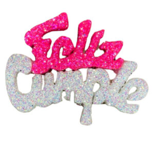 PINCHE FELIZ CUMPLE MINI TELGOPOR FUCSIA Y BLANCO (6cm x1)