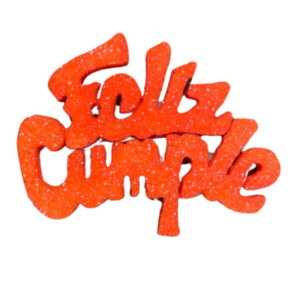 PINCHE FELIZ CUMPLE MINI TELGOPOR NARANJA FLUO (6cm x1)