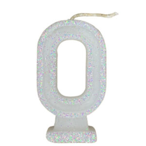 VELA NÚMERO DORI GRANDE BRILLO BLANCO 0 (x10)