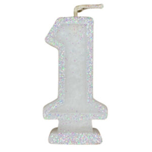 VELA NÚMERO DORI GRANDE BRILLO BLANCO 1 (x10)