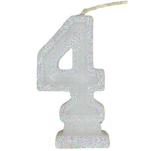 VELA NÚMERO DORI GRANDE BRILLO BLANCO 4 (x10)