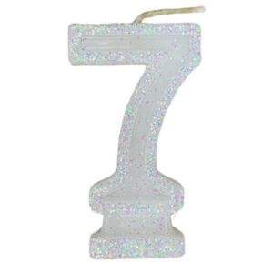 VELA NÚMERO DORI GRANDE BRILLO BLANCO 7 (x10)