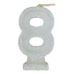 VELA NÚMERO DORI GRANDE BRILLO BLANCO 8 (x10)