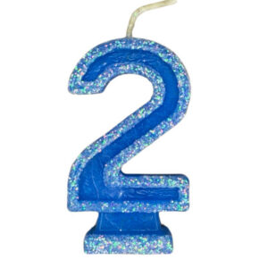 VELA NÚMERO DORI GRANDE BRILLO AZUL 2 (x10)