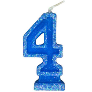 VELA NÚMERO DORI GRANDE BRILLO AZUL 4 (x10)