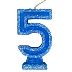 VELA NÚMERO DORI GRANDE BRILLO AZUL 5 (x10)