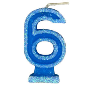 VELA NÚMERO DORI GRANDE BRILLO AZUL 6 (x10)