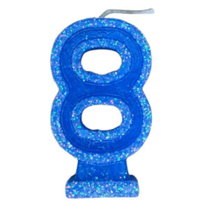 VELA NÚMERO DORI GRANDE BRILLO AZUL 8 (x10)