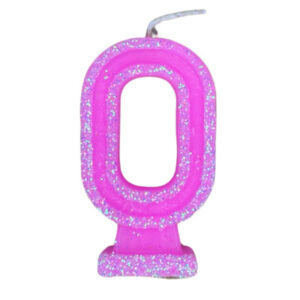 VELA NÚMERO DORI GRANDE BRILLO ROSA 0 (x10)